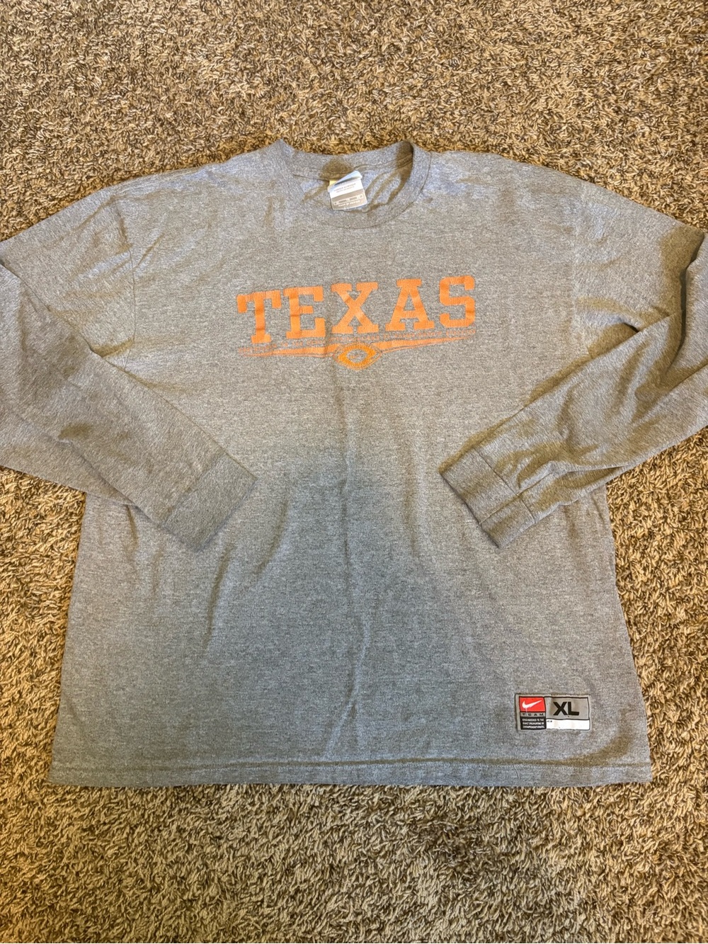 Nike Gray Long-Sleeve Crewneck with Orange TEXAS Print